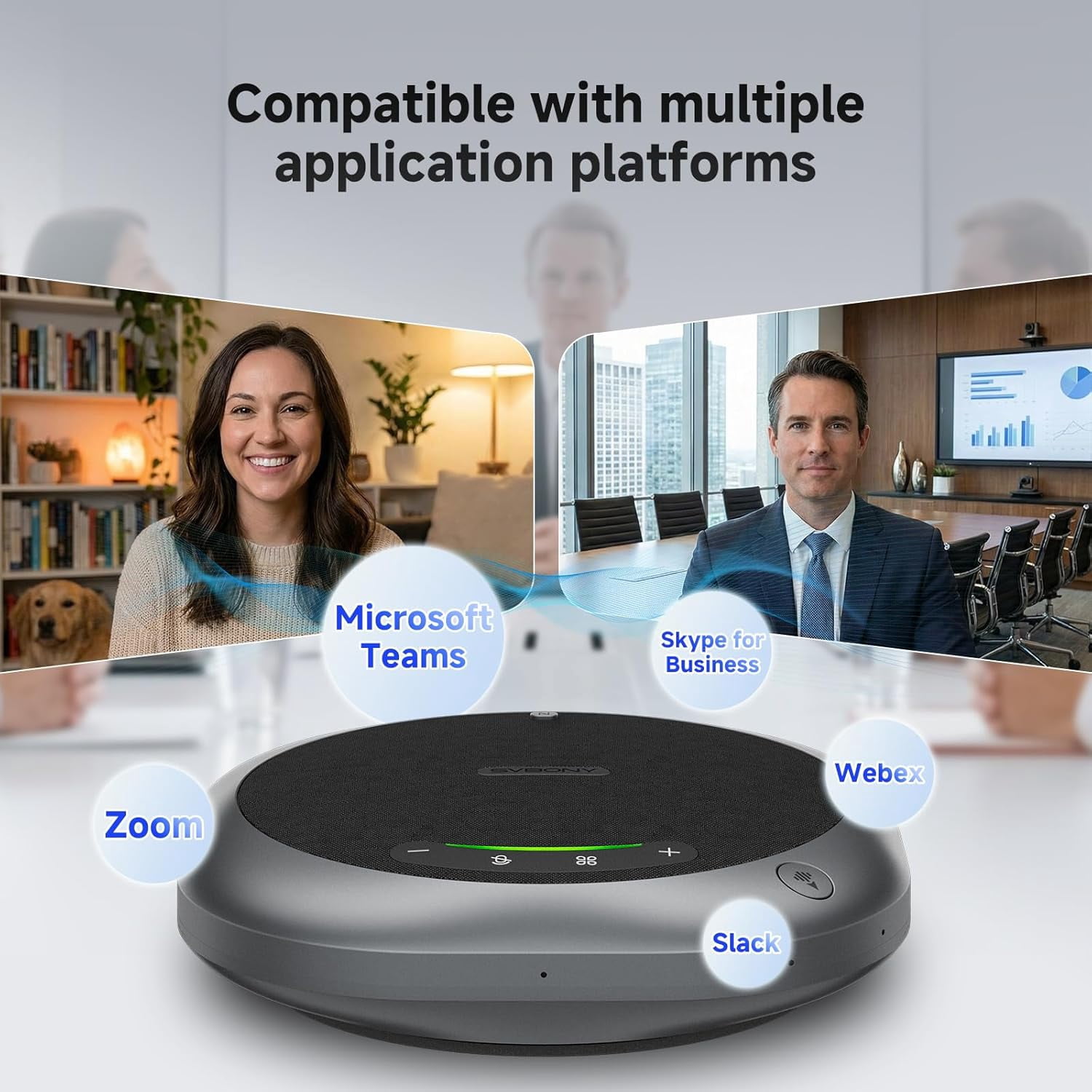 SVBONY Omni2P Conference Microphone,Dual Loudspeaker&2 Pickup Modes for Conference Room, AI Bidirectional Noise Cancellation, Bluetooth 5.3, 6 Mics Supports 20 People Telephone Audio for Zoom Meeting