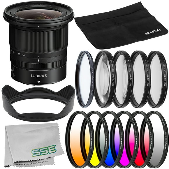 Nikon NIKKOR Z 14-30mm f/4 S Lens with Essential Accessory Bundle: Multi-Coated Digital HD UV Filter, 4PC Macro Close-Up Filter Kit. 6PC Gradual Color Filter Kit & More