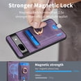 thumbnail image 6 of Nalacover 2-in-1 Magnetic Case for Google Pixel 7A, Back Wallet Case with Detachable Card Holder Ring Holder Stand Phone Cover for Google Pixel 7A, Vintage PU Leather Shockproof Case - Purple, 6 of 10
