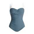 thumbnail image 7 of Mifsaly Womens One Piece Swimsuit Ruched Tummy Control Bathing Suits Color Block Strap Cross Front Monokini Slim Fit Athletic Swimming Swimwear XL, 7 of 7