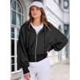 thumbnail image 4 of Female Zip Up Hoodies Cropped Sweatshirts Casual Comfy Cute Zip Jackets Fashion Trendy Fall Outfits Black XL, 4 of 8