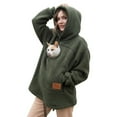 thumbnail image 4 of Fuzzy Fleece Cat Pouch Hoodie For Women Men Pet Carrier Hoodie Zipper Pet Care Hoodies Oversize Hooded Sweatshirt With Zip Kangaroo, 4 of 9