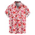 thumbnail image 3 of Camisa hawaiana con estampado 3D de corazones de amor para hombre, camisa informal de manga corta con botones y cuello de solapa para vacaciones en la playa, camisa Aloha de verano, 3 of 5