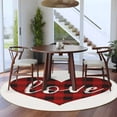 thumbnail image 4 of 8ft Round Rug, Valentine's Day Non-Skid Rubber Backing Large Area Rugs - Living Room Bedroom Home Office, Red Black Plaid Love Sweet Romance Indoor Floor Mat Carpets Washable Rug, 4 of 9
