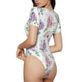thumbnail image 3 of Daiia Rose Flower B print Women's Crew Neck Short Sleeve Bodysuit Fashion Tops Fit Casual Basic Extender Bodysuit-XX-Large, 3 of 9
