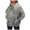 Grey, variant on Womens Zip Up Hoodies Fall Winter Loose Fit Hooded Long Sleeve Puff One Shoulder with Pocket Floral Leisure Cotton (Brown,S)