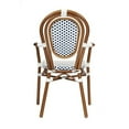 thumbnail image 4 of 2 PACK Bistro Style White and Navy Dining Arm Chair With Bamboo Aluminum Frame, 4 of 9