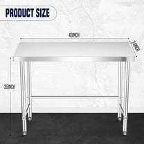 Towallmark Stainless Steel Work Table, 48 x 24 Inch Commercial Prep Table NSF Food Grade, Heavy Duty Metal Worktable with Adjustable Casters for Restaurant Kitchen Home, Silver
