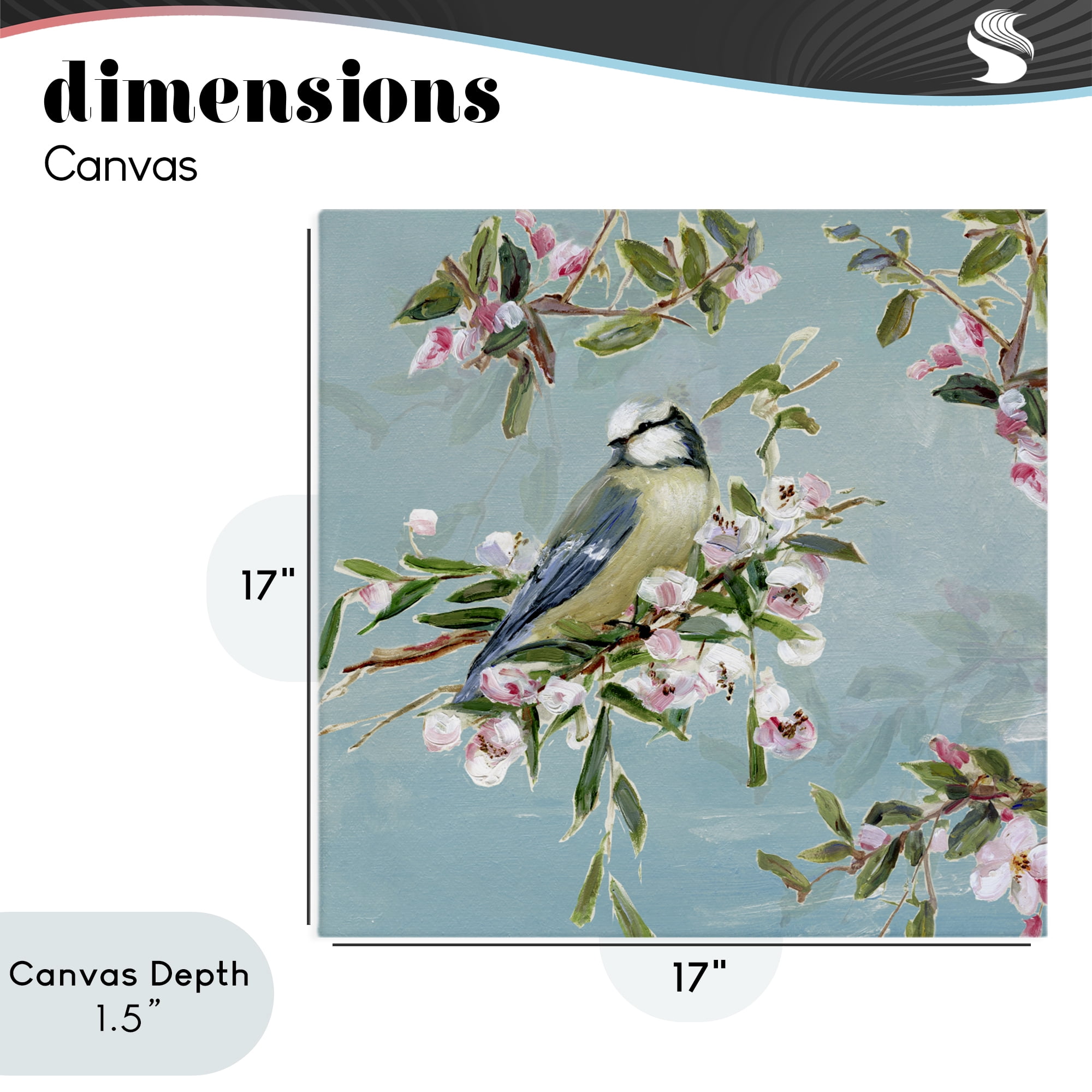 Stupell Industries Songbird Perched on Blooms Canvas Wall Art, design by Sally Swatland