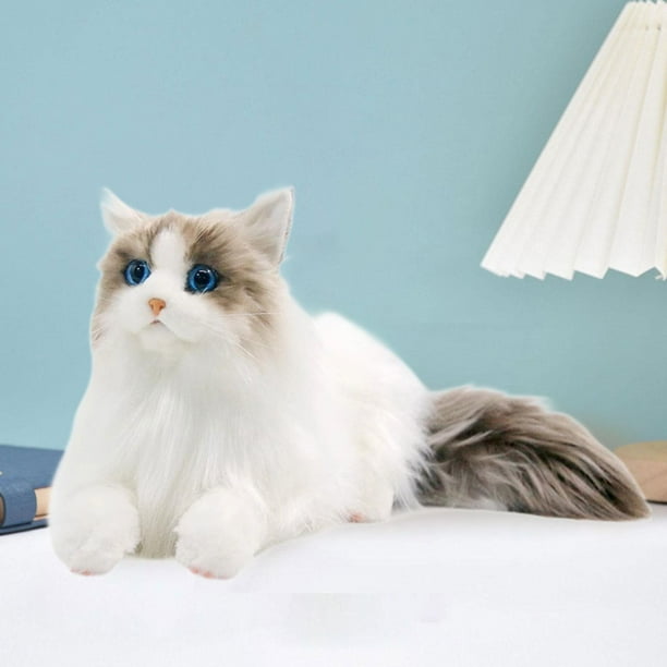 Muñeco de peluche de gato Ragdoll realista, Animal relleno, muñeco de gato, compañero de simulación, juguete de peluche de gato para niños y niñas,
