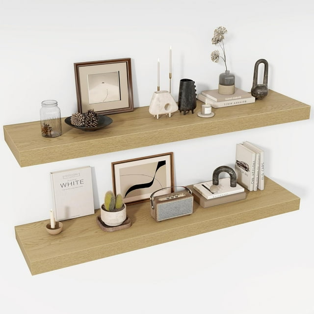 Floating Shelves Deep Floating Shelf Wall Mounted Wall Shelves Rustic Deep Bookshelf Extra Deeper & Thicker Display Shelves for Bedroom Living Room Set of