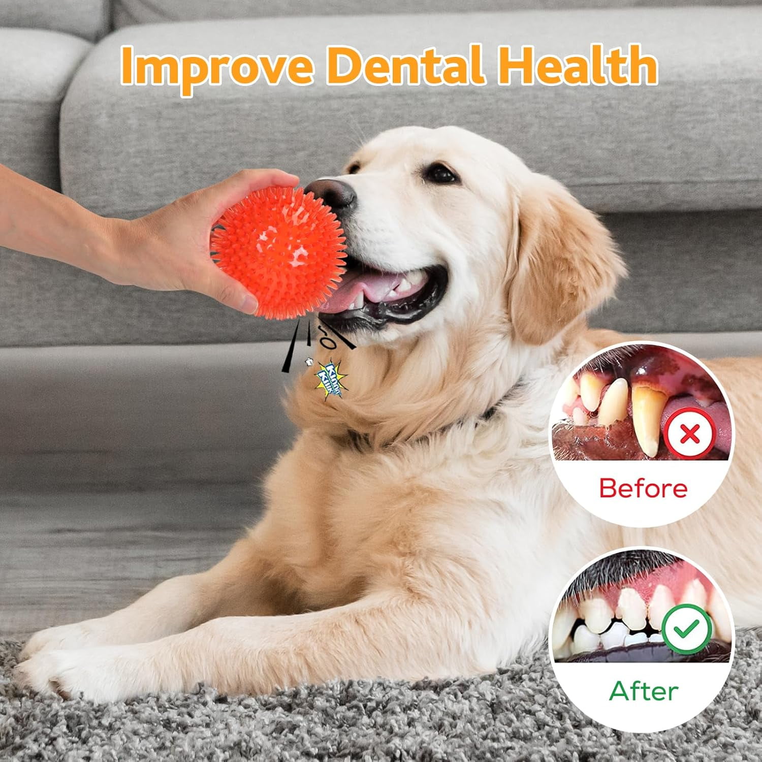 6 Pack 2.5” Squeaky Dog Toy Balls, Floating Dogs Pool Balls, Spiky Dog Balls, Durable Interactive Fetch Toys for Puppy, Dog Chew Toys for Teething (2.5", Small Dog)