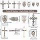 thumbnail image 2 of 1 caja de 80 piezas con dijes de rosario en 8 estilos diferentes: dijes de crucifijo plateado, dijes ovalados de aleación estilo tibetano vintage para Pascua, dije de eslabón para candelabro, 2 of 5