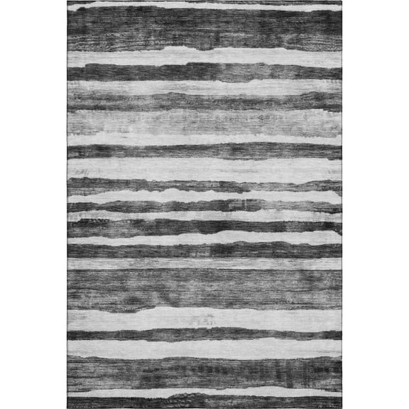 Addison Rugs Mayfield Premium Machine Washable Transitional Stripes Charcoal Rectangle Rug, 8' x 10'