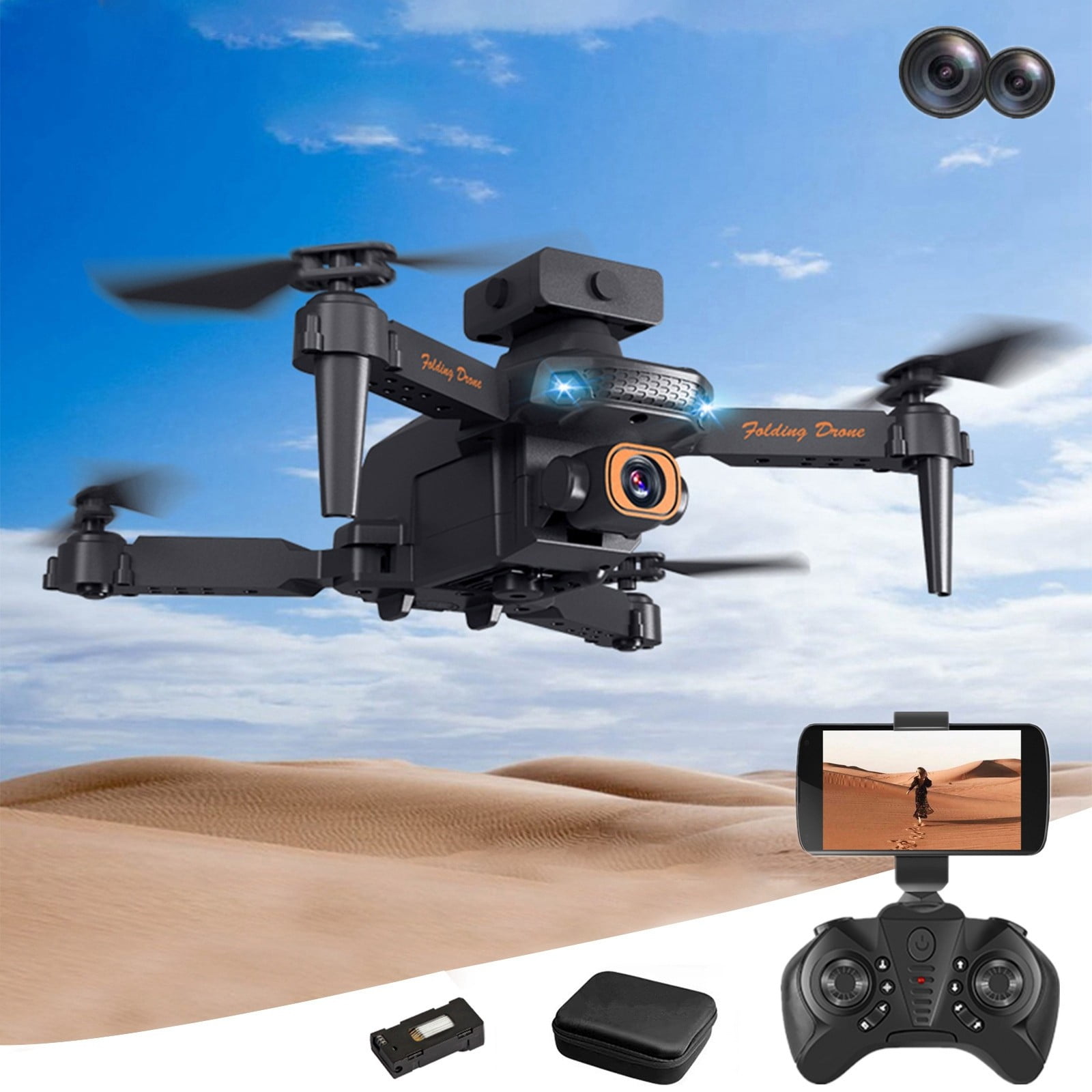 Drone with Camera for Kids and Beginners, Foldable 1080P FPV Quadcopter with Dual Cameras, WiFi, Altitude Hold