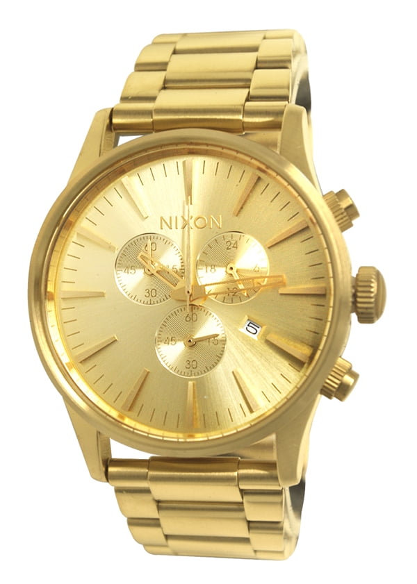 Nixon - Nixon Men's A386502 Sentry Chronograph All Gold Steel Watch