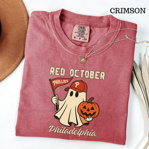 Phillies Halloween Ghost T-Shirt: Red October Spooky Baseball