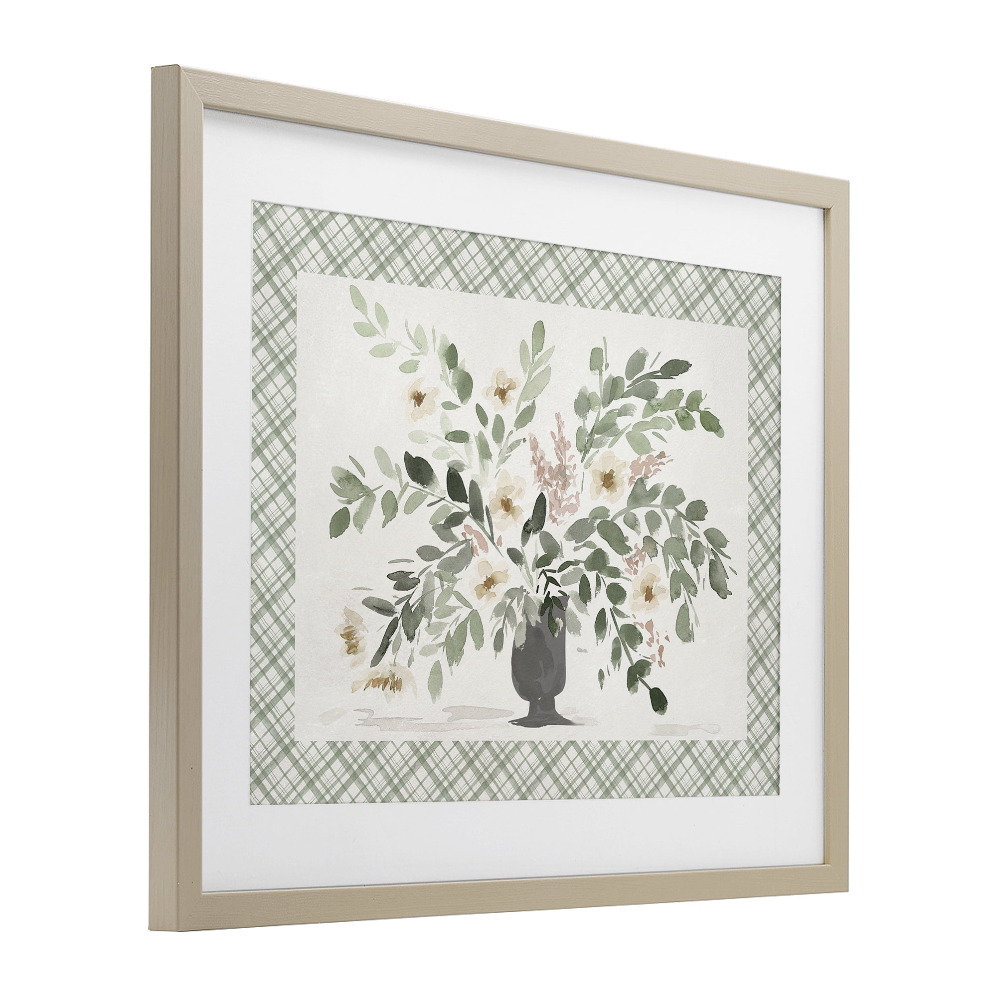 Stupell Industries Springtime Bouquet on Plaid Birch Framed Print Under Glass, design by Lucille Price