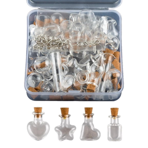 Set of 30 Unique Glass Bottle with Cork Stoppers Delicate Bottle Party Ornament
