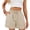 Beige, variant on Beige Women's Fashion Bermuda Shorts Summer Ladies Solid Color Pocket Pull Rope Loose Tight Waist Side Slit Shorts