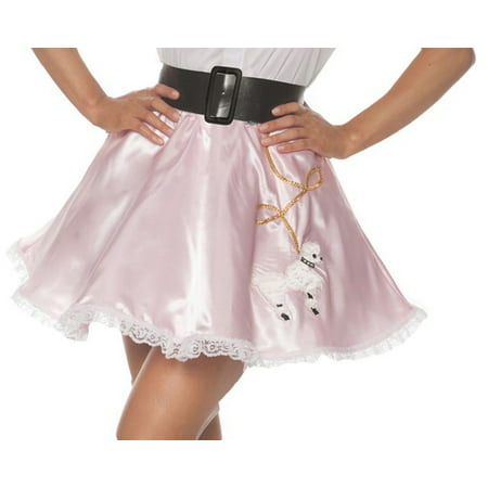Pink Satin Mini Poodle Womens Adult Costume 50S Dancer Skirt