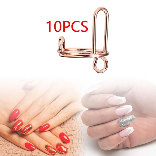Juego de 10 anillos para uñas Yinane de metal, decoración de uñas, reutilizables