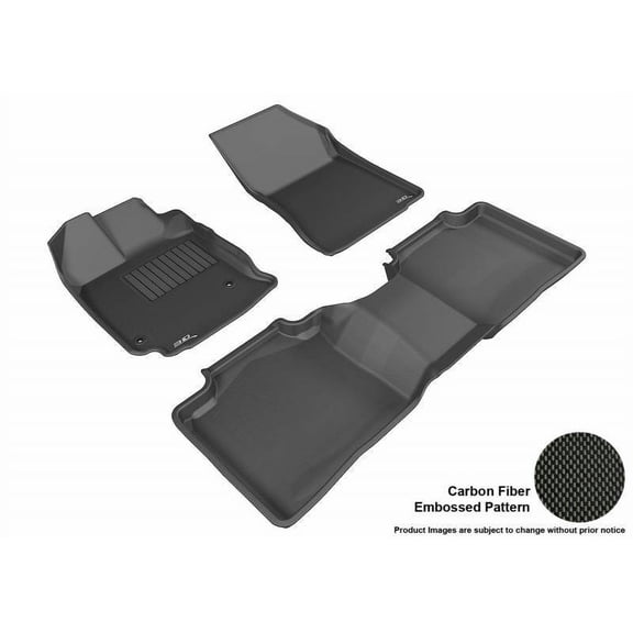 3D MAXpider 2013-2015 Fits Toyota Venza Kagu 1st Row 2nd Row Black Carbon Fiber Embossed Pattern Floor Mat L1TY13401509