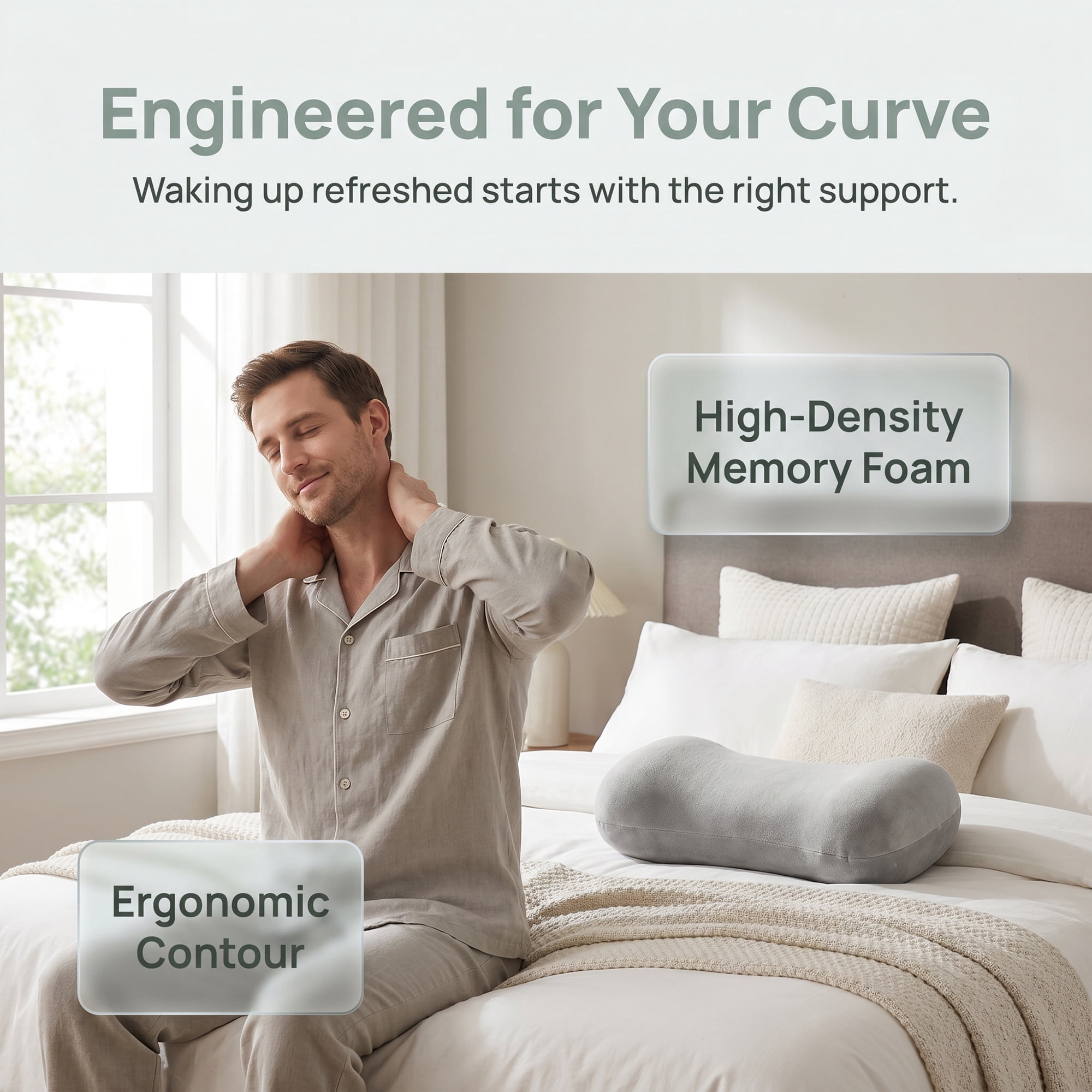 Unique Bargains Neck Pillow Sponge Cervical Support for Sleeping Velvet 16.5"x7.9"x4.3"