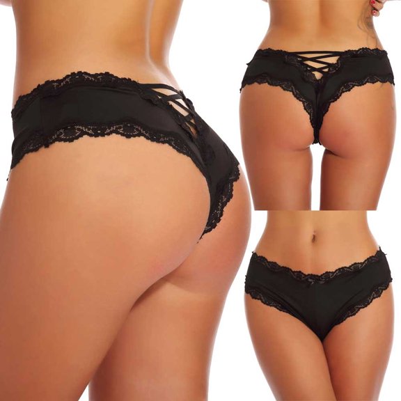 HUPOM Womens Underwear Panties For Women High Waist Leisure Tie Drop Waist Black XL