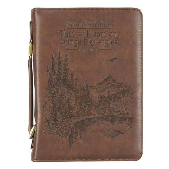 Bible Cover, Brown - Medium - Wings Like Eagles Isaiah 40-31