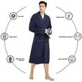 thumbnail image 3 of U2SKIIN Mens Cotton Blend Robes, Lightweight Soft Spa Knit Bathrobe for Men,(Navy Blue,L/XL), 3 of 5
