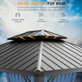 thumbnail image 6 of ALAULM Hardtop Gazebo 12'x14' Outdoor Aluminum Frame Permanent Gazebo, Galvanized Steel Double Roof, Navy Blue Nettings and Curtains, 6 of 8
