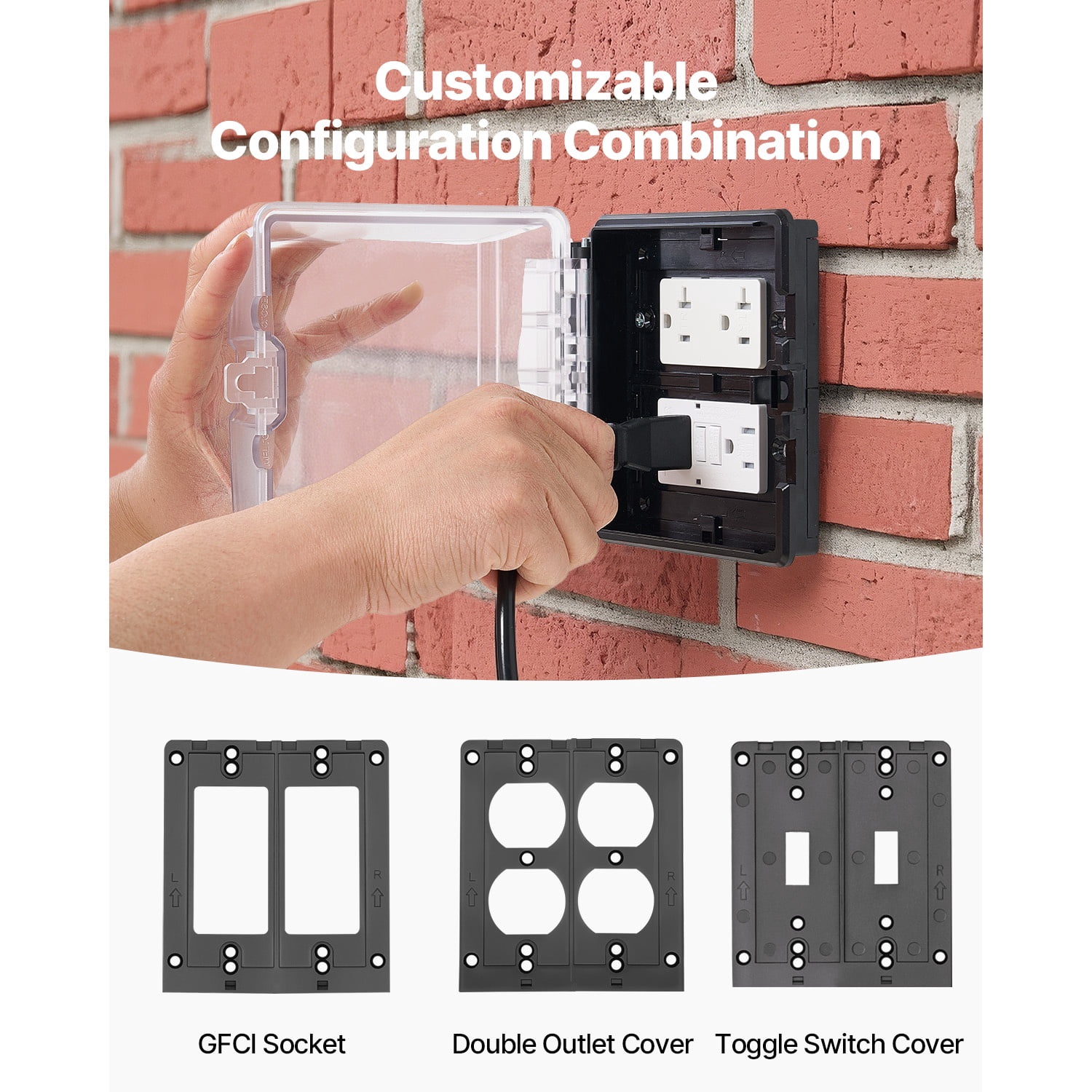 Maircle Weatherproof Electrical Outlet Cover,2-Gang Lockable Outdoor Plug Cover