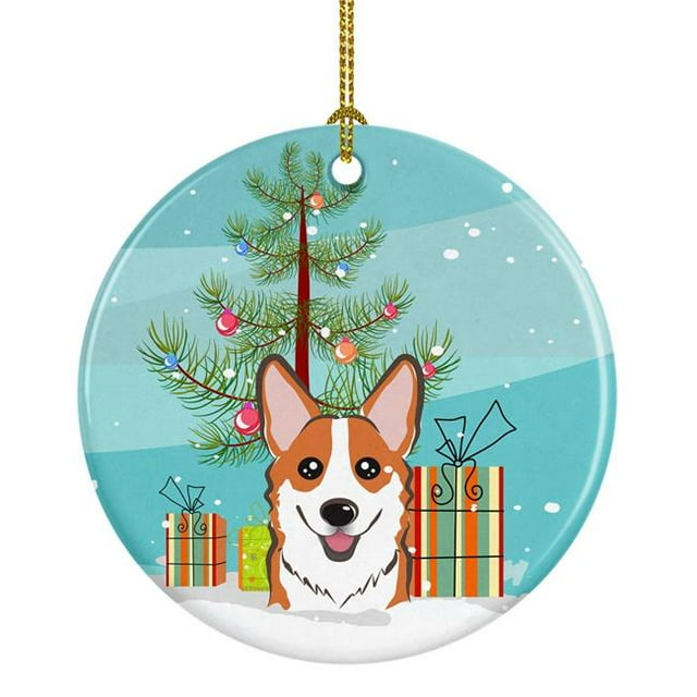 Arbre de Noël & Red Corgi Ornement en Céramique