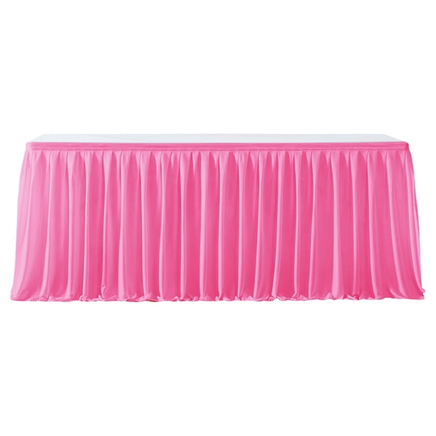 Faldón de mesa de 1,8 m para mesas rectangulares, mantel plisado resistente a las arrugas, mantel reutilizable con volantes.