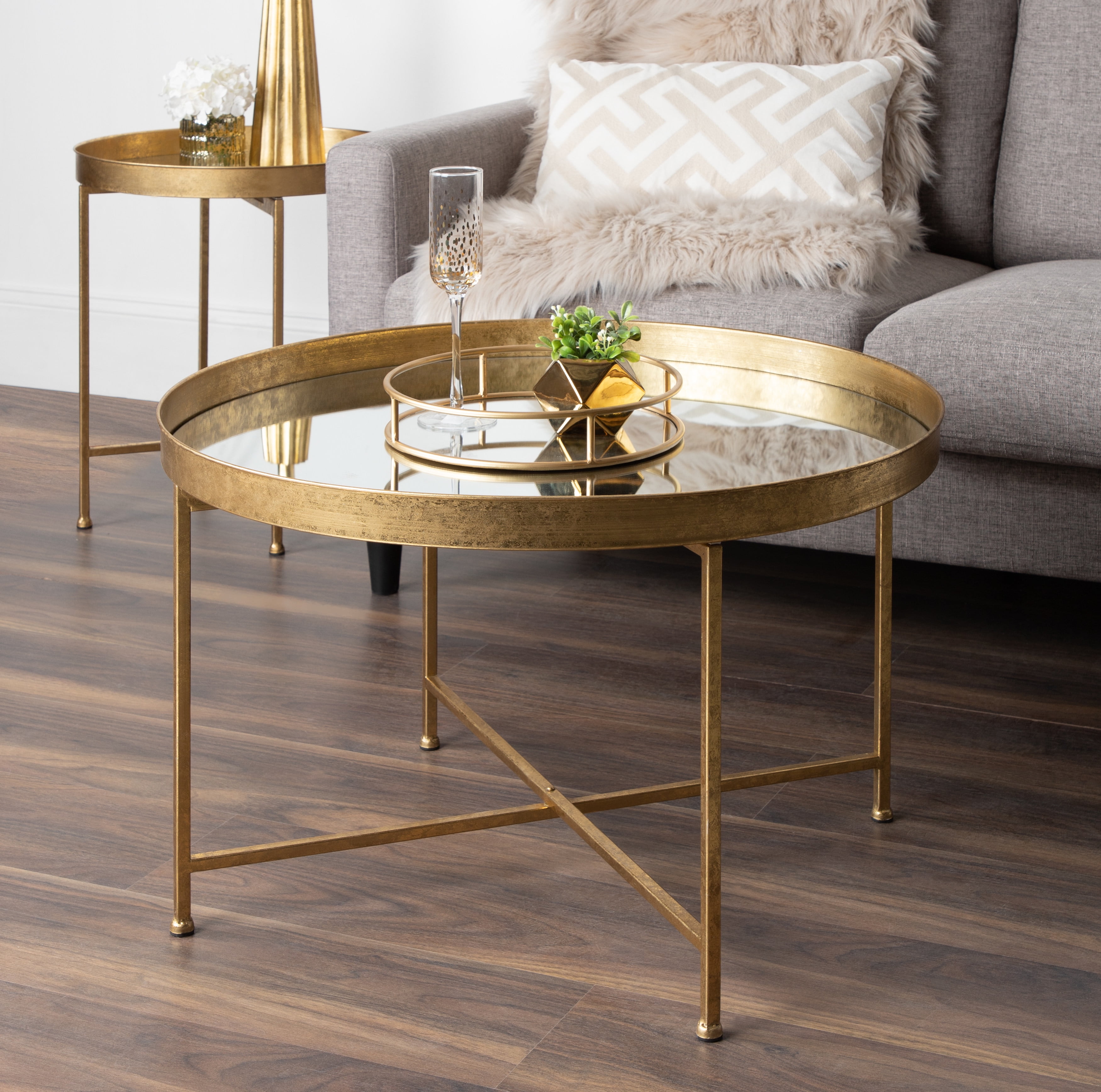 Kate and laurel celia on sale round metal coffee table
