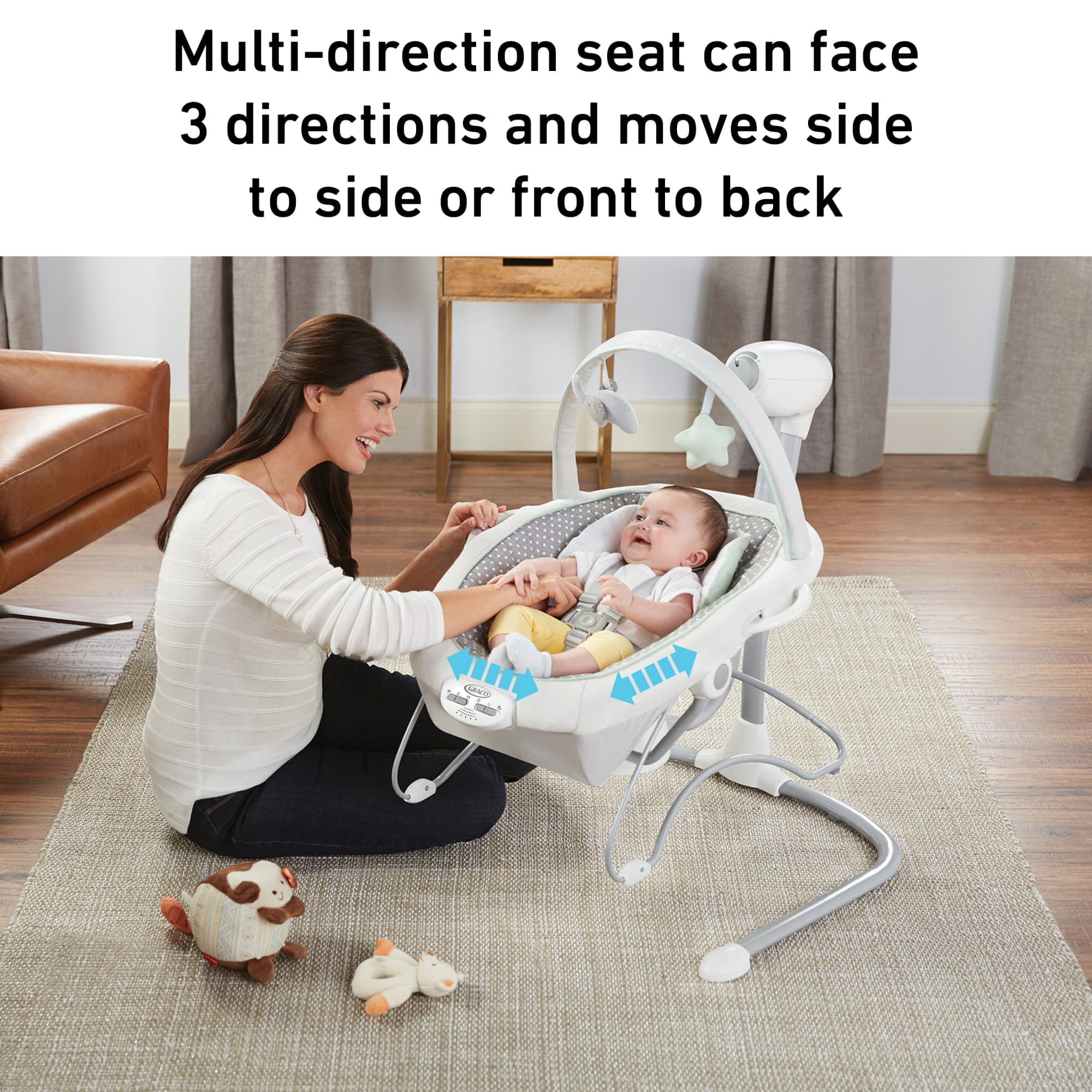 Graco Soothe 'n Sway LX Baby Swing with Portable Bouncer, Derby Grey, Infant