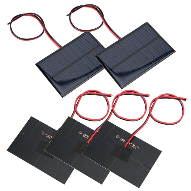 Panel solar con cable, 5 piezas DC5V 150 mA 5 piezas Panel solar de polisilicio Cargador de panel solar Rendimiento lleno de energía