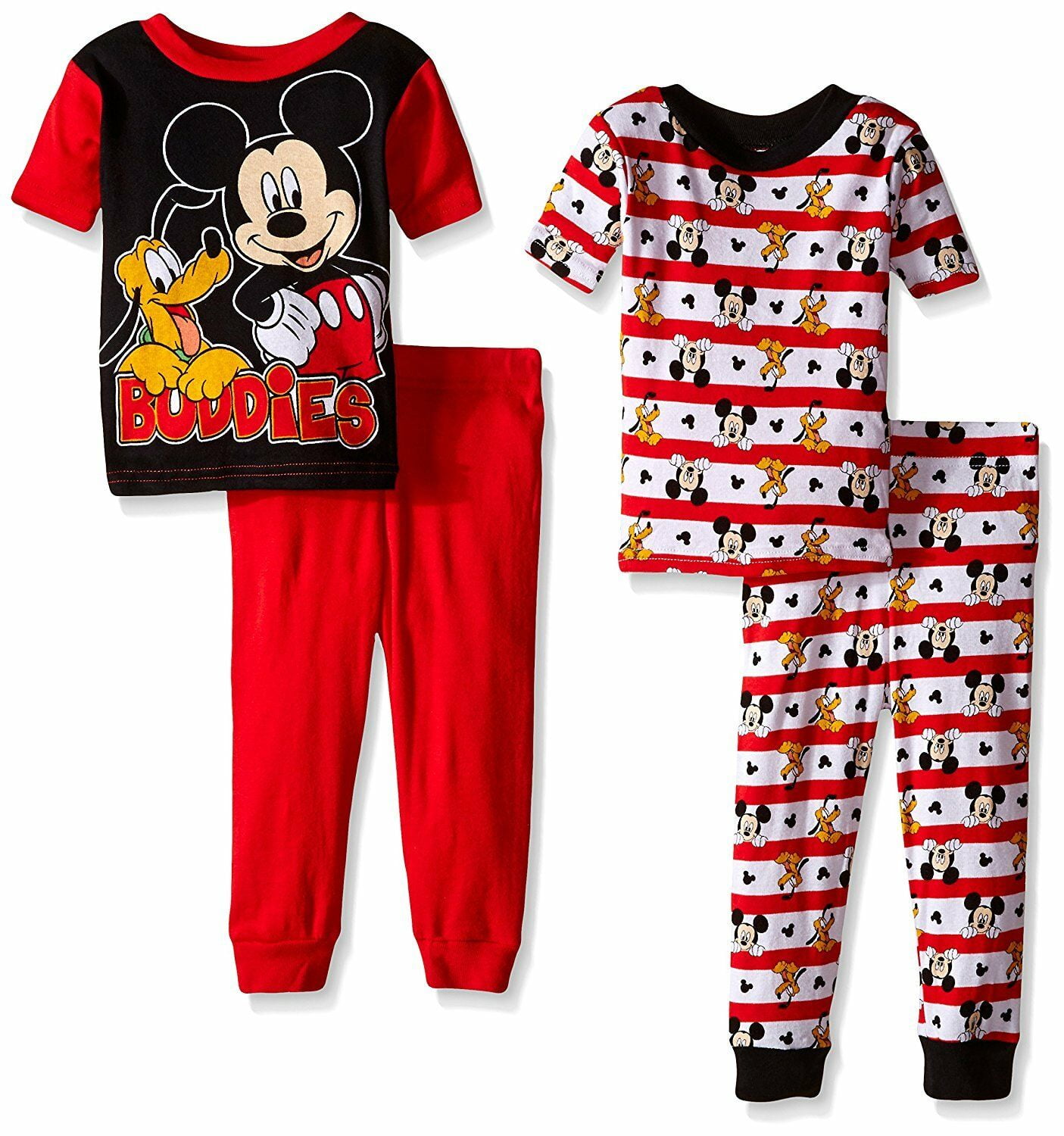 Disney Mickey Mouse 4 PC Short Sleeve Tight Fit Cotton Pajama Set Boy ...