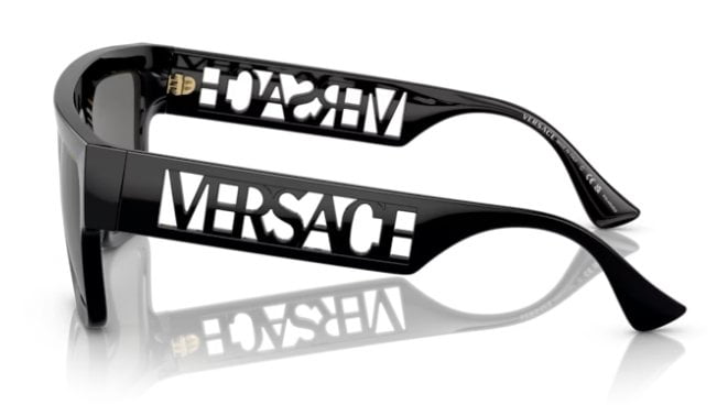 Versace VE 4430U Plastic Unisex Rectangle Polarized Sunglasses Black 53mm Adult