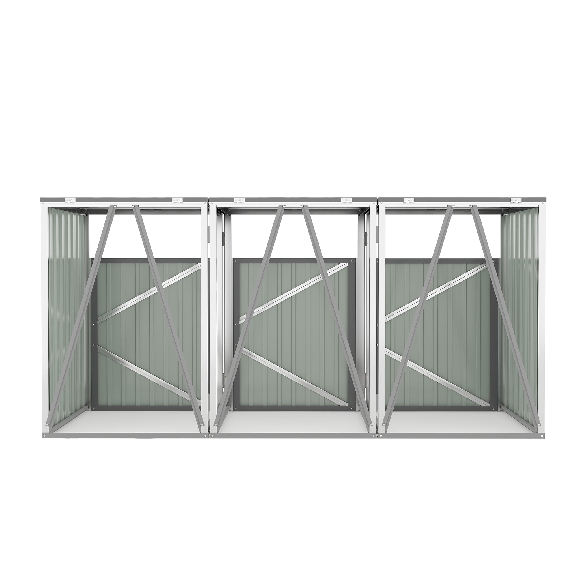Royard Oaktree Metal Garbage Can Shed for 3 Trash Cans, 120 Cu.Ft Outdoor Storage Shed with Lockable Doors & Waterproof Lid Chain, Bike Sheds & Outdoor Storage for Patio, Garden, Backyard, Grey