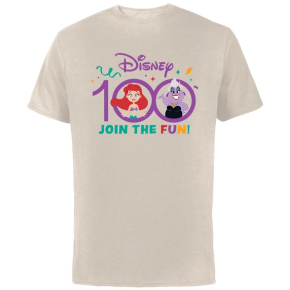 Disney 100 Anniversary The Little Mermaid Join the Fun D100 - Short Sleeve Cotton T-Shirt for Adults - Customized-Natural