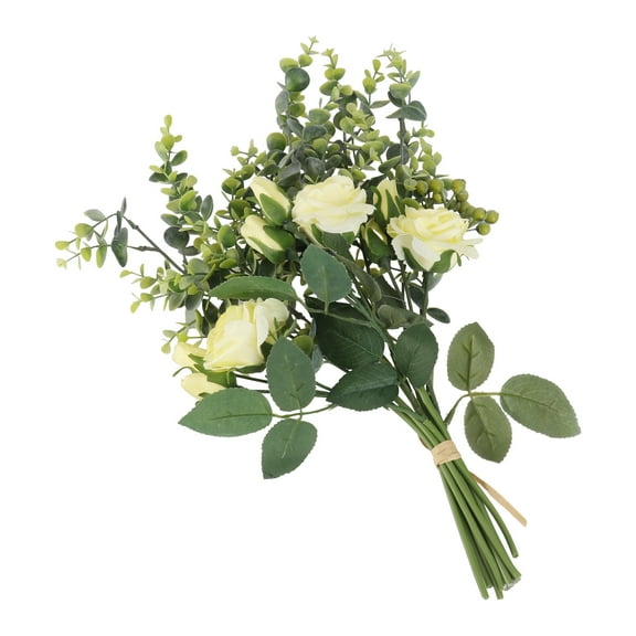 Minkissy Yellow Plastic Floral Decor Simulation Bouquet For Women Wedding 1Pack 18x4.7In