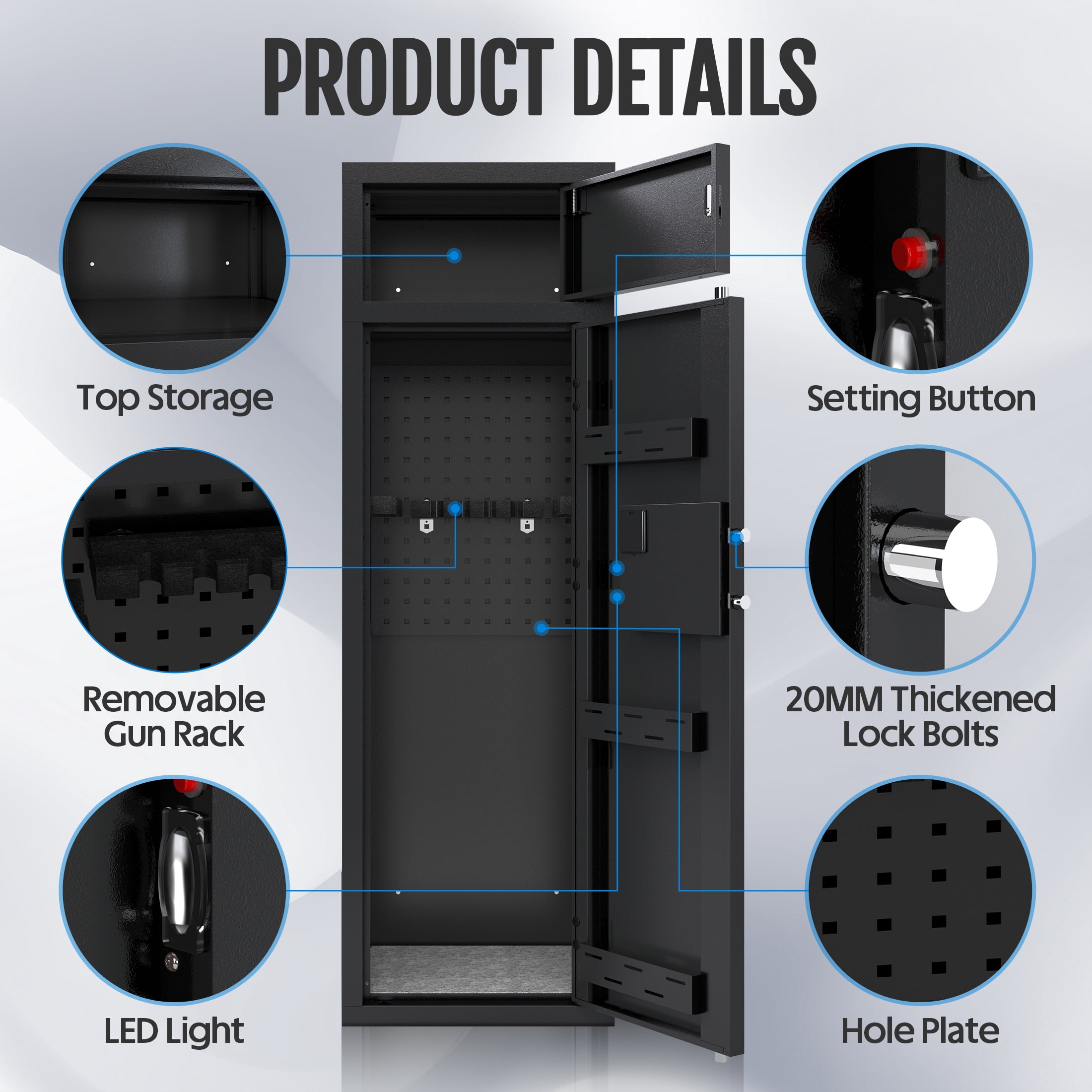 KAER 10-12 Gun Safe, Large Rifle Safe with Digital Keypad, Gun Cabinet for Rifle and Shotgun, Unassembled