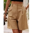 thumbnail image 6 of Shorts for Women Dressy 2025 Summer Elastic High Waisted Wide Leg Business Casual Work Shorts with Pockets Camel Color S, 6 of 8