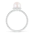 thumbnail image 2 of ANGARA Japanese Akoya Cultured Pearl Twisted Rope Shank Ring in 14K White Gold for Women | June Birthstone, Birthday, Anniversary, Jewelry Gift for Women | Pearl Ring, 2 of 8