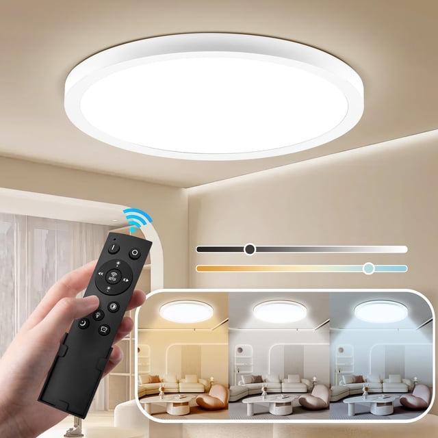 lámpara de techo 3000 k a 6500 k, regulable y de brillo regulable con controlador de 5 modos, luz inteligente (30cm redondo Con mando a distancia)