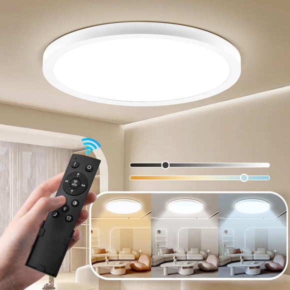 lámpara de techo 3000 k a 6500 k, regulable y de brillo regulable con controlador de 5 modos, luz inteligente (30cm redondo Con mando a distancia)