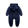 thumbnail image 3 of Newborn Baby Snowsuit Fleece Onesie Outfits 0-12 Months Infants Clothes Bear Ear Hooded Front Zip Romper Jumpsuit (6 Months, Dark Blue), 3 of 3
