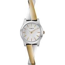 Timex Women's Stretch Bangle Crisscross Two-Tone 25mm Fashion Watch, Expansion Band
